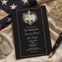 Elegant Black American Flag Military Wedding 