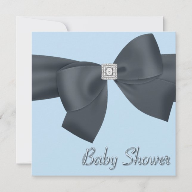 Elegant Black and Blue Baby Shower Invitation (Front)