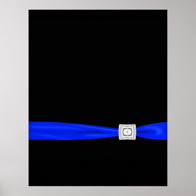Elegant Black and Blue Event Sign Poster (Front)