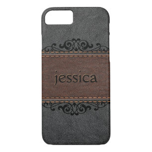 Elegant Black And Brown Vintage Leather iPhone 8/7 Case
