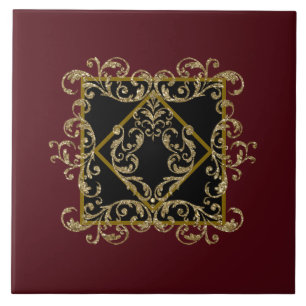 Elegant black and burgundy  tile