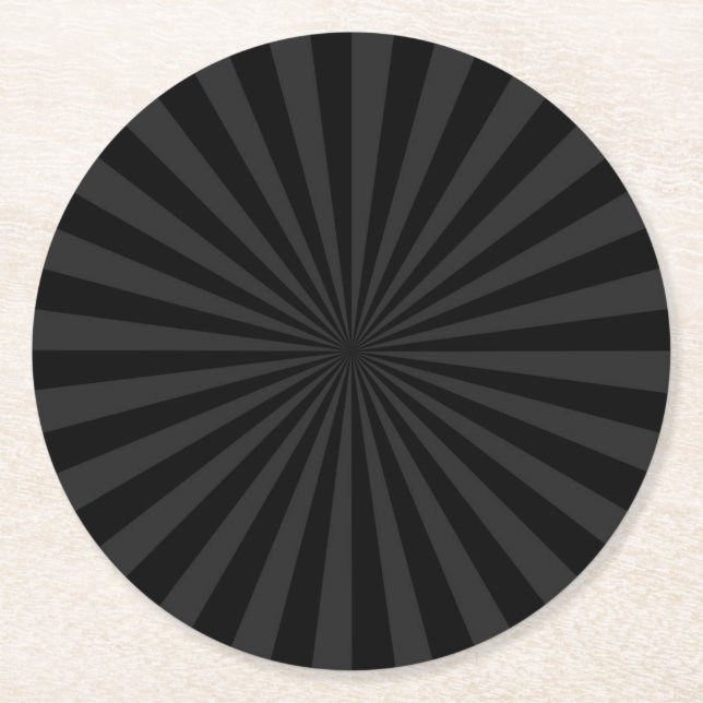 Elegant Black and Charcoal Burst Customize This Round Paper Coaster (Front)