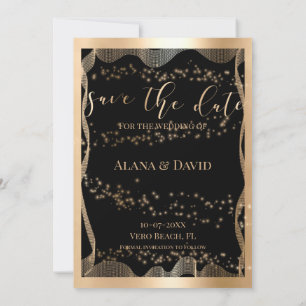 Elegant Black and Copper Foil Modern Wedding  Announcement