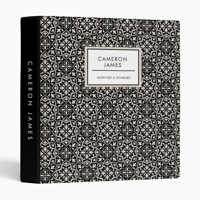 Elegant Black and Cream Decorative Ornamental Binder (Front/Spine)