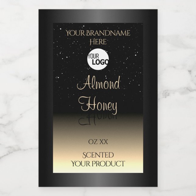 Elegant Black and Cream Product Label Glitter Logo (Single Label)