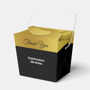 Elegant Black and Faux Gold Birthday Favor Box