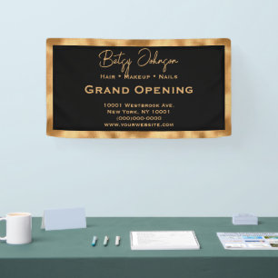 Elegant Black and Faux Gold Foil Business Sign