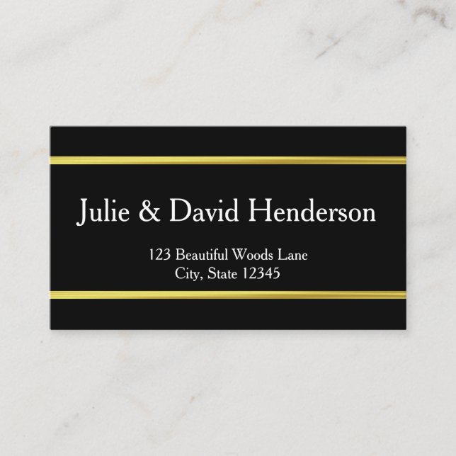 Elegant Black and Faux Gold Moving Announcement (Front)