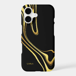 Elegant black and faux gold swirls