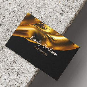 Elegant black and faux liquid gold Magnetic business card