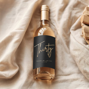 Elegant Black and Gold 30th Birthday Party Invite Wine Label