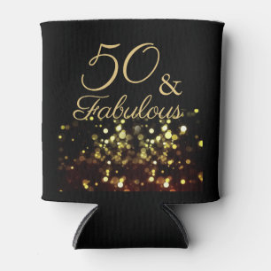 Elegant Black and Gold 50 and Fabulous  Can Cooler