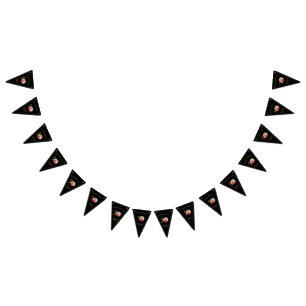 Elegant Black and Gold 50th Birthday Invitation Bunting Flags