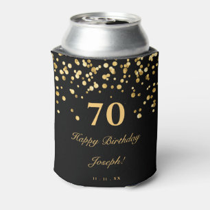 Elegant Black And Gold 70th Birthday Party  Can Cooler
