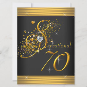 Elegant Black and Gold 70th Birthday Party Invitation