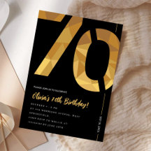 Elegant black and gold 70th Birthday Party