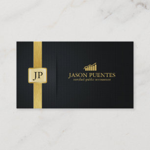 Elegant Black and Gold Accounting with graph logo Business Card