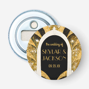 Elegant Black and Gold Art Deco Archway Wedding Bottle Opener