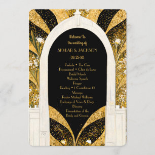 Elegant Black and Gold Art Deco Archway Wedding Program