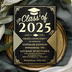 Elegant Black and Gold Art Deco Graduation Party