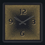 Elegant black and gold Art  Deco Square Wall Clock<br><div class="desc">Great clock design. You will love it like others. Be free to use this design for other product or to customize and add your text. Follow me for more. Thank you. Have a nice day.</div>