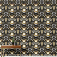 Elegant Black and Gold Art Deco Star Pattern 