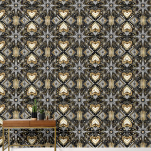 Elegant Black and Gold Art Deco Star Pattern  Wallpaper