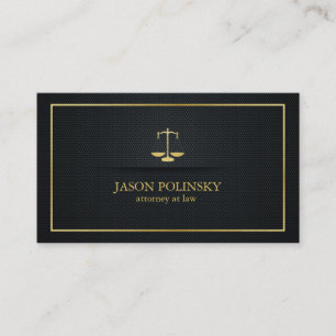 Elegant Black and Gold Attorney At Law Business Card