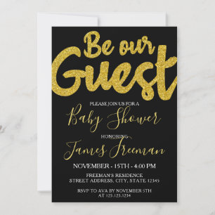 Elegant Black and Gold Baby Shower Invitation