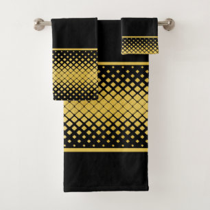 Elegant Black and Gold Bath Towel Set