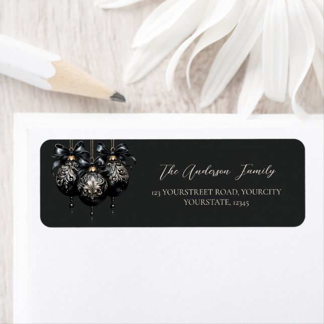 Elegant black and gold baubles luxury Christmas (Insitu)