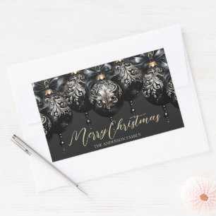 Elegant black and gold baubles luxury Christmas Sticker