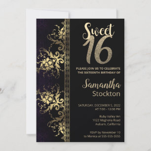 Elegant Black and Gold Birthday Invitation