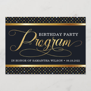 Elegant Black And Gold Birthday Party Program