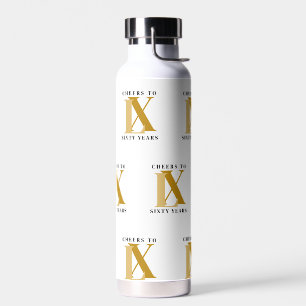 Elegant Black and Gold Birthday Pattern Water Bottle
