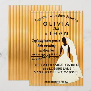Elegant Black And Gold Bride Modern Wedding Invitation