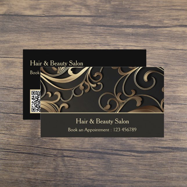 Elegant Black and Gold Business Card with QR Code (Creator Uploaded)