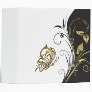 Elegant Black and Gold  Butterfly   Binder