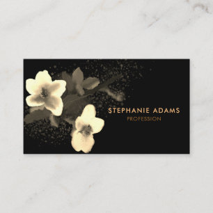 Elegant Black and Gold Cherry Blossom Business Car Card