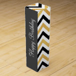 Elegant Black and Gold Chevron Wine Gift Box<br><div class="desc">Wrap your wine in elegance with a Black and Gold Glitter chevron wine gift box. Customize with your greeting.</div>