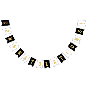 Elegant Black and Gold Congratulations Graduation Bunting Flags