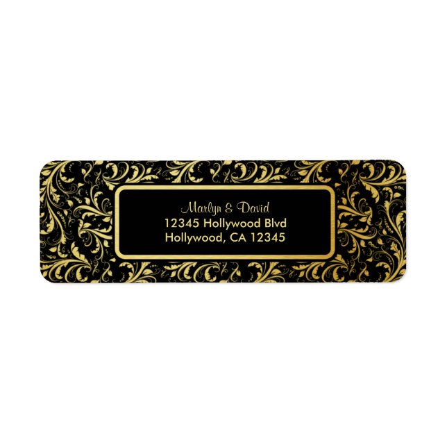 Elegant Black and Gold Damask (Front)