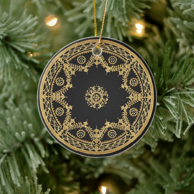 Elegant black and gold design ceramic ornament (Tree)