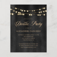 Elegant Black and Gold Divorce Party Invitation