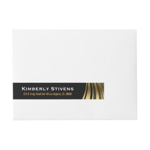 Elegant Black And Gold Dynamic Stripes Wraparound Address Label