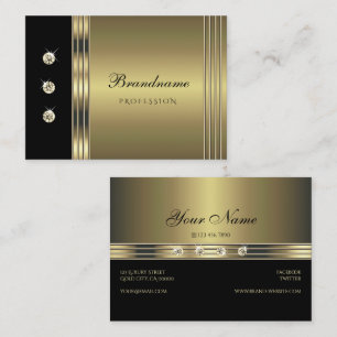 Elegant Black and Gold Effect Sparkling Diamonds Business Card