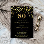 Elegant Black And Gold Eighty 80th Birthday Invitation<br><div class="desc">Black And Gold Forty 80th Birthday Invitation</div>