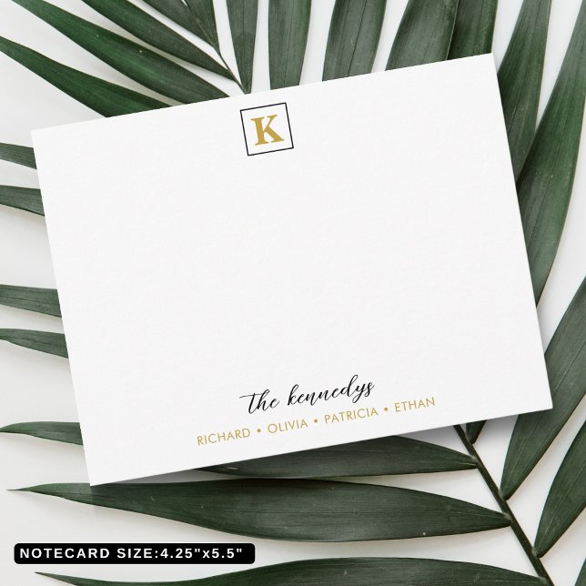 Elegant Black And Gold Family Name Monogram Card (Elegant Black And Gold Family Name Monogram Note Card
)