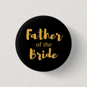 Elegant Black and Gold Father Of The Bride button 