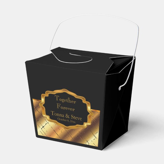 Elegant Black and Gold Favor Box (Front Side)